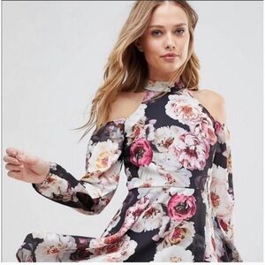 JESSICA WRIGHT | by SisterGlam VIOLET MULTICOLOUR FLORAL DRESS w/ Cold S…